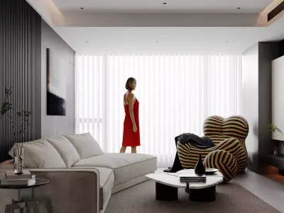 Modern living room dining room interior scenes 265 3D model