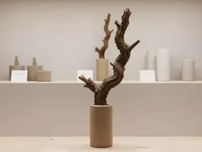 Decorative Dried Wood Branch in Modern Vase Low-poly 3D model