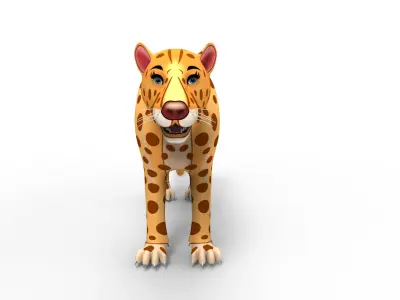 3D  Cartoon Leopard low poly game ready  Low-poly 3D model