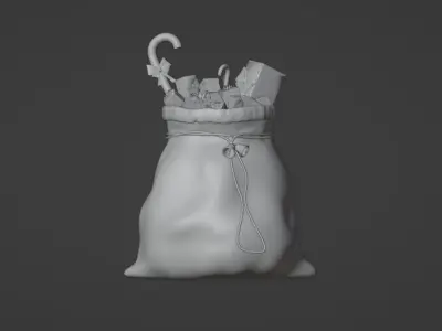 Christmas Gifts on Santa s Bag Low-poly 3D model