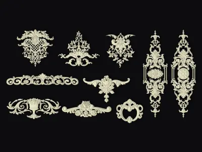 Collection 40 high quality center decors for furniture ornaments 3D model