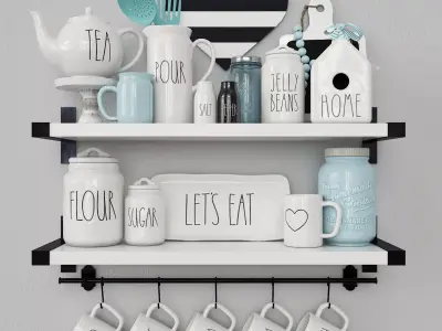 Kitchen Decoration Set Low-poly 3D model