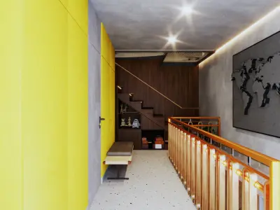 Modern Warm House 2 floor Interior Low-poly 3D model