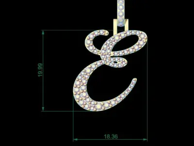 Initial Letter E Necklace Pendant Alphabet Pendant 3D print model