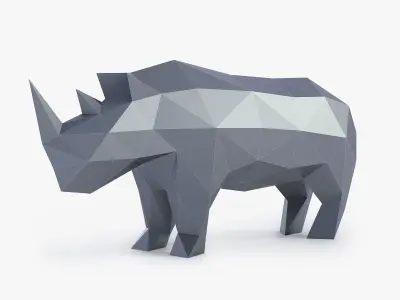 Low Poly Rhinoceros rhino made of polygons Low-poly 3D model