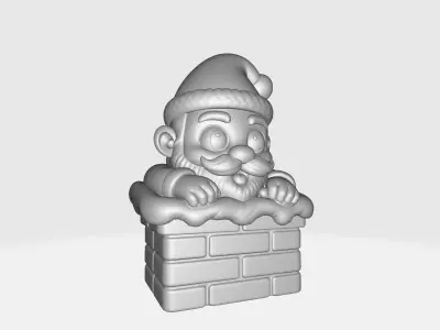 Cute Santa Claus in Chimney Christmas Seasonal Ornament Santa 3D print model