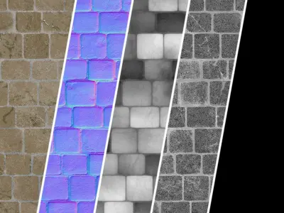 Stone Wall Materials 47- Stone By Moss Sbsar Pbr 4k Seamless Texture