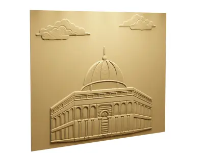 3d modern Dome of the Rock 3D Wall Panel Relief CNC 01 3D model