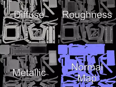 Industrial Metal Panel model pack with screws and bolts Low-poly 3D model