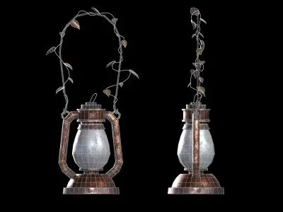 Old lantern Low-poly 3D model