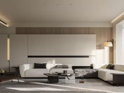Modern living room dining room interior scenes  3D model 19