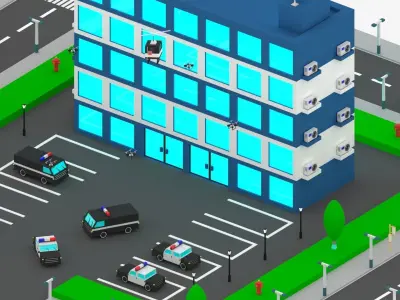 Cartoon Police Station Package 3D model