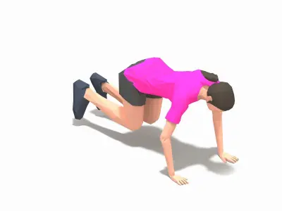 Plank Ins Exercise Woman Animation Low-poly 3D model