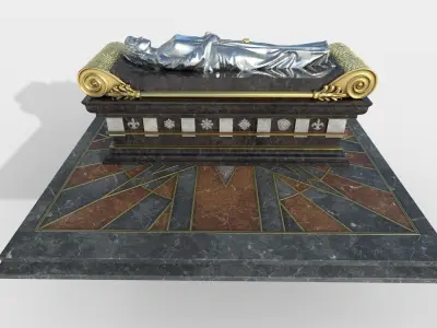 Queen Tomb with silver statue Low-poly 3D model