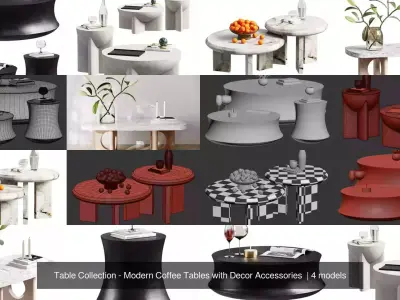 Table Collection - Modern Coffee Tables with Decor Accessories 