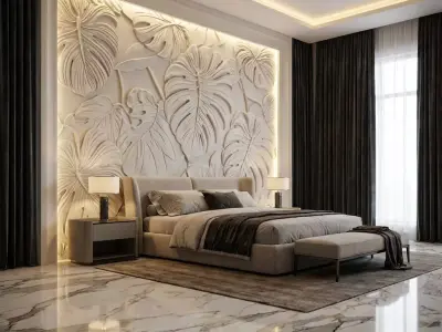 modern panel wall decor set relief stl mural CNC 251 3D model