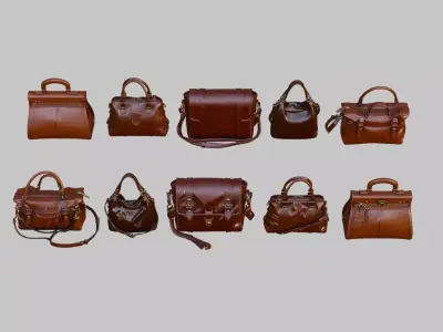 Purse Collection Low-poly 3D model