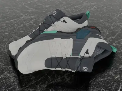 SALOMON X ULTRA 04W 3D BOOTS - WHITE - BLACK Low-poly 3D model