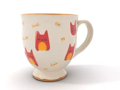 Cute Cat Mug model pack Low-poly 3D model