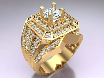 Diamond Rings - Mens Rings - N333 3D print model