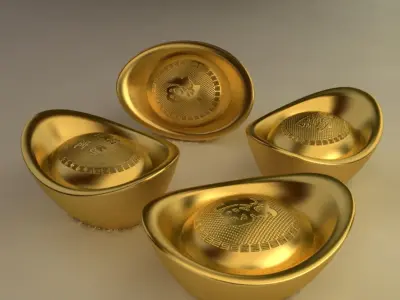 Chinese Gold Ingot 3D model