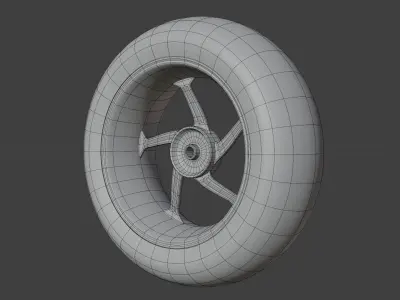 Motor Racing Wheel And Slick Tire 3D model