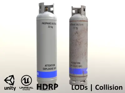 Gas Cylinder 33 kg Gray - Clean and Dirty Low-poly 3D model