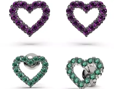 HEART Stud Earrings LOVE GIFT For Valentines Day 3D print model