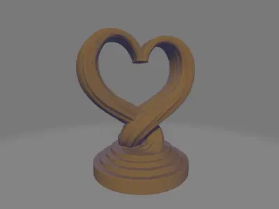 Unfulfilled Love Intertwined Spirals with Heart Shape 3D model