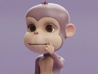 Cartoon Monkey Rigged and Animated Low-poly 3D model