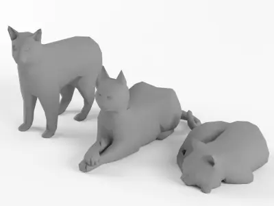 Low Poly Cat Set Animal Lowpoly Low-poly 3D model