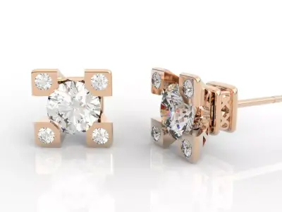 Eiffel Tower Diamond Earrings 3D print model