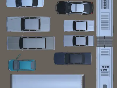 2d cars vehicules furniture floorplan top view PSD 3D model  3D model
