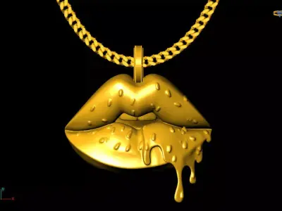 Lips pendant charms - one inch pendant 3D print model