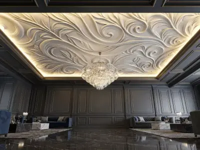 modern panel wall decor set relief stl mural CNC 170 3D model