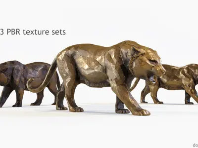 Decorative Tiger statuette PBR Low-poly 3D model