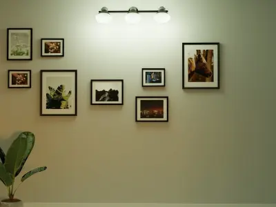 Picture wall with Lamps Free 3D model