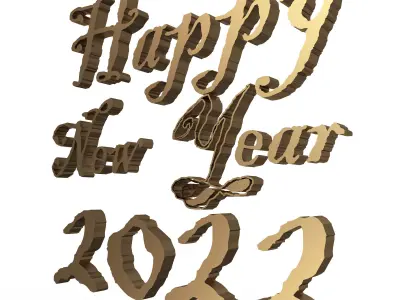 Happy New Year 2022 02 Low-poly 3D model