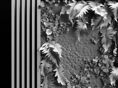 Wooden planks and vertical garden 3D model