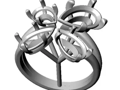 4   Pear   Diamond   Butterfly   Ring 3D print model