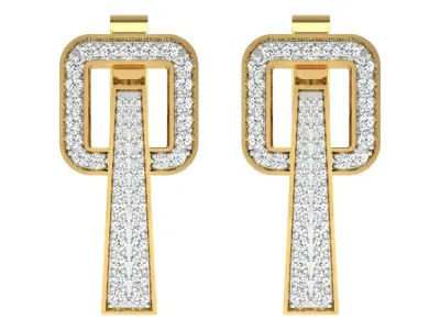 Solitaire Women Drop Earring 3dm STL OBJ FBX Render Details 3D print model purchase