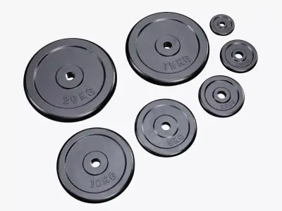 Set of barbell weight plates  3D model