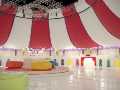 Stylized Squid Game Arena Mingle Carousel Map - Modular  Low-poly 3D model