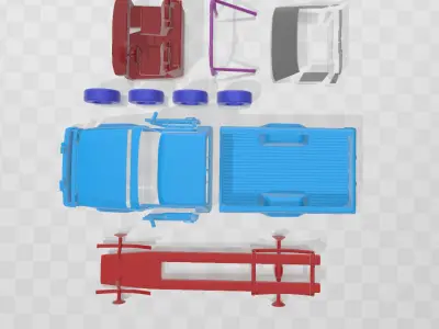 Jeep Comanche MJ 1984 - Separate Parts STL Model 3D print model