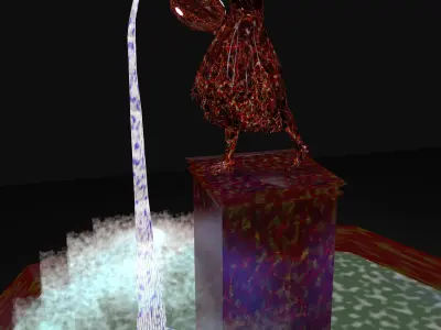 Fuente aguadora de cristal marmol rojo - red crystalline marble  3D model