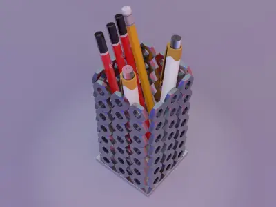 Stylized nut pen holder Low-poly 3D model