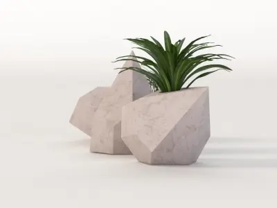 Trio Geometric Planter Center Piece Table Decoration 3D model