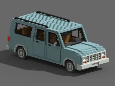 Voxel SUV Car Low-poly 3D model