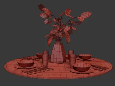 Table setting with the branch  3D model