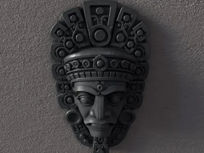 Aztec Wall Mask -Wall Decoration-stl for 3d printer 3D print model
